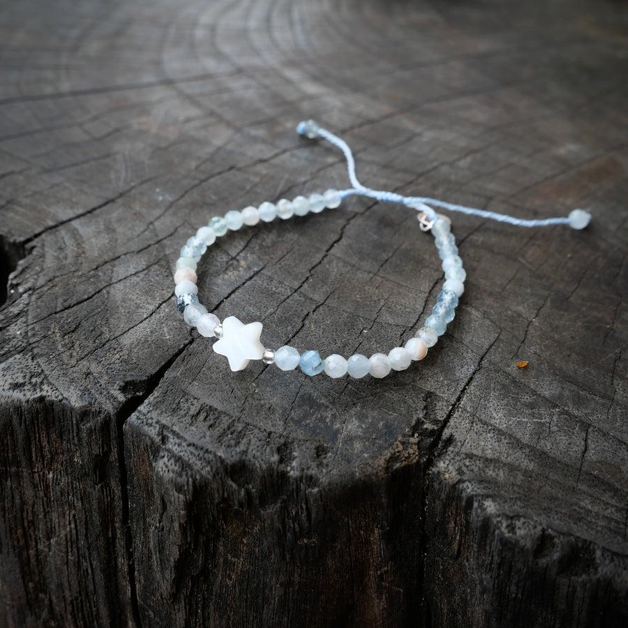 SERENITY náramok - Akvamarín & Perleť