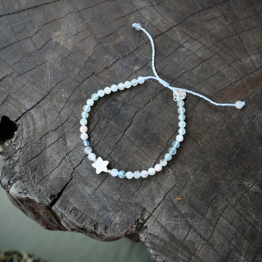 SERENITY náramok - Akvamarín & Perleť
