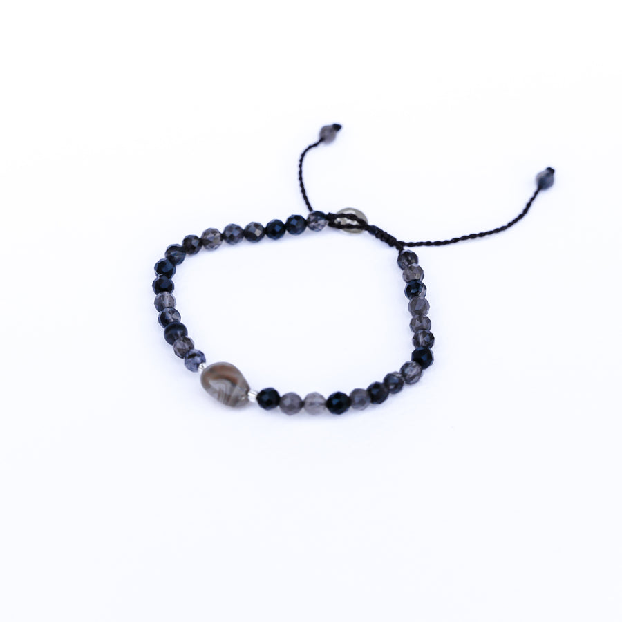 SERENITY náramok - Dymový krištáľ & Botswanský achát